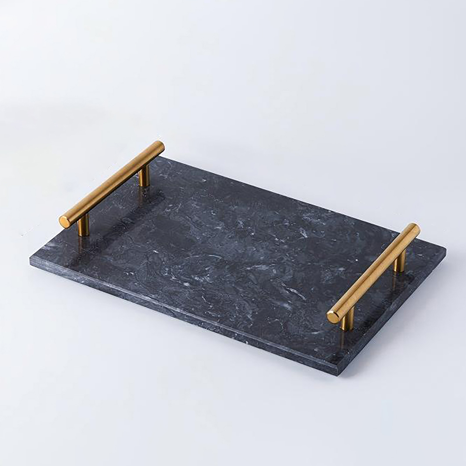 Luxury Marble Serving Tray with Brass Handles | Vanity Tray | Kitchen Organizer | Coffee Table Display | Restaurant Serving Tray